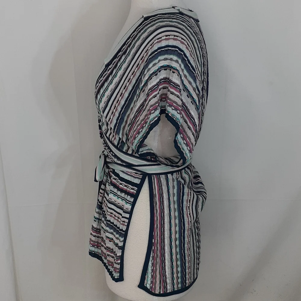 Masoni Tweed striped blouse blue pink size 46 us size 6 - Picture 4 of 9